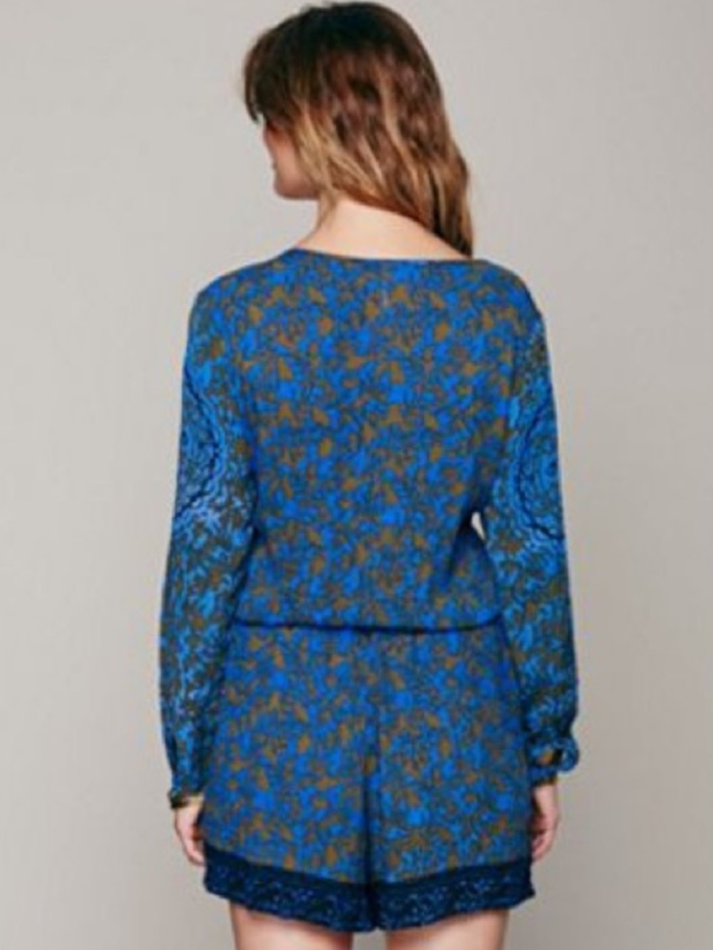 FREE PEOPLE Resort Romper - Blue and Green Patterned - Picture 3 of 15